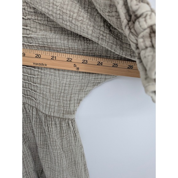 Three Bird Nest Dress Womens Medium Tan Boho Smocked Cotton Gauze Oversized NWT - Picture 6 of 8
